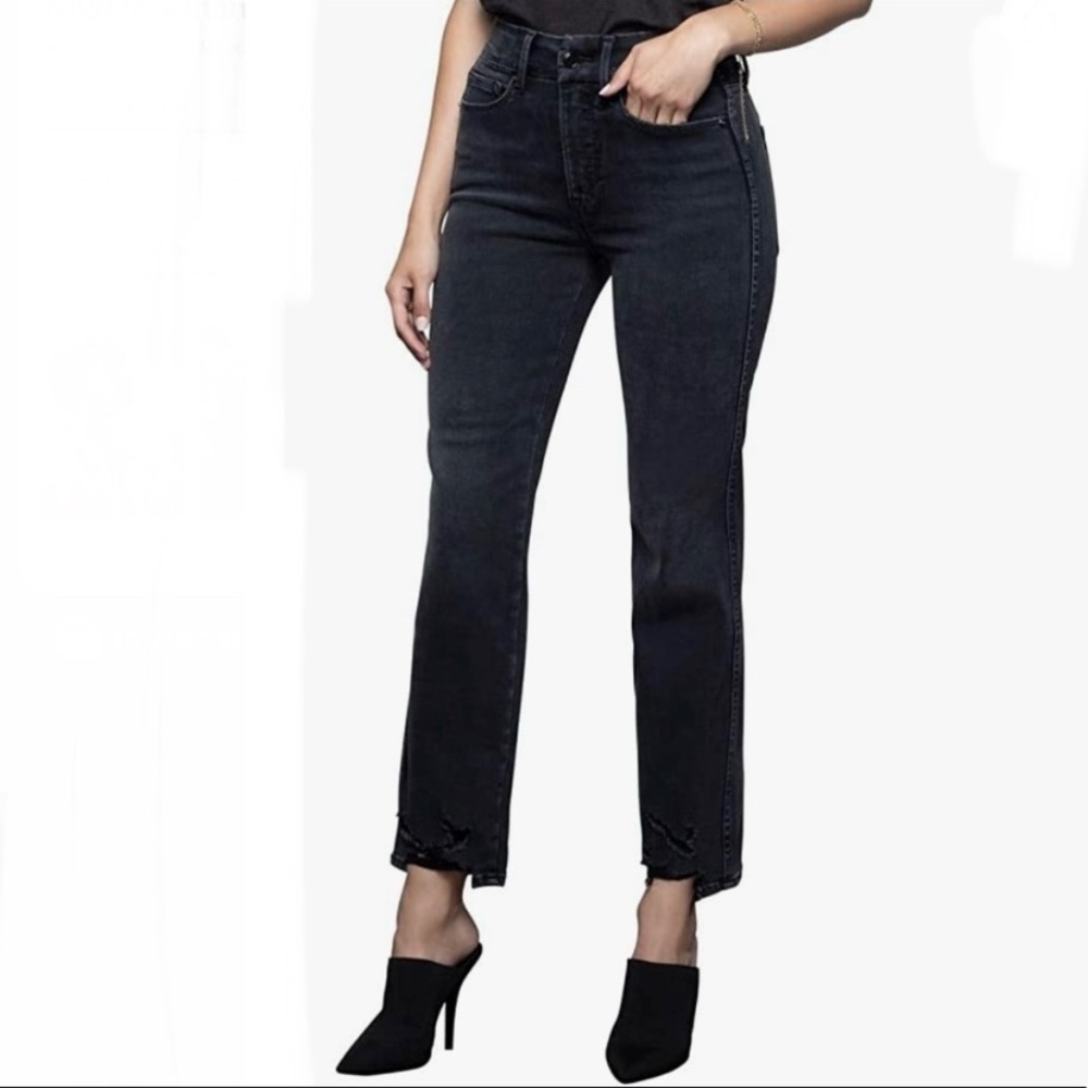 Good American Black Straight Leg Jeans